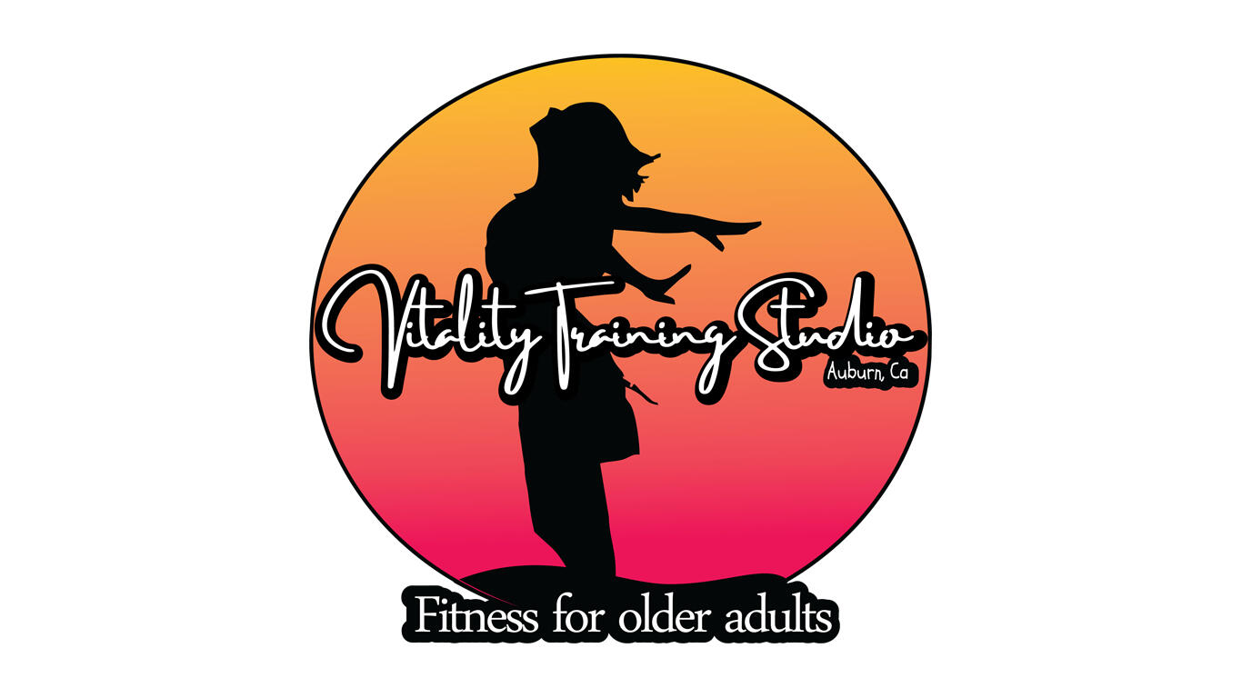 Fitness for older daults Vitality Training Studio log over sillouette woman and sunset